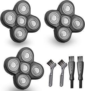 3Pcs 5 Head Shaver Replacement Blades, Universal 5 Blades Shaver Replacement Heads for Electric Razor Shaver Head, Bald Men Freedom Grooming Head and Face