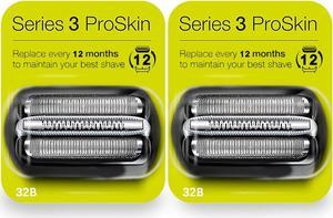 2Pack 32B Series 3 Electric Shaver Replacement Head Accessories for Braun S3 Foil & Cutter Razor Heads, Applicable for Braun S3 3040s 3010s 310s 3000s 3050cc 3080s 390cc Etc