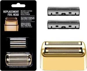 Replacement Foil and Cutters for BaBylissPRO Barberology Double Foil Shaver, Replacement Foil for BaBylissPRO Barberology FXFS2 Shaver, Golden