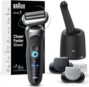 Braun Electric Shaver for Men, Series 7 7177cc, Wet & Dry Shave, Turbo & Gentle Shaving Modes, Waterproof Foil Shaver, Space Grey