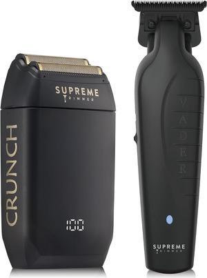 Supreme Trimmer Vader Trimmer & CRUNCH Foil Shaver Barber Haircutting Kit | Professional DLC T-Blade Beard Trimmer ST3778 & STF602 Waterproof IPX6 Shaver Set | Black