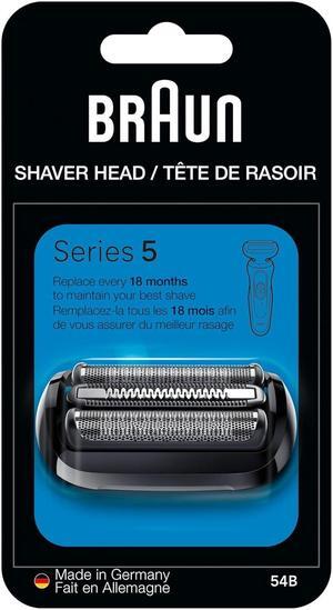 Braun Series 5 Electric Shaver Replacement Head, Easily Attach Your Shaver Head for a Shave as efficient as Day one, Compatible with New Generation Series 5 Shavers, 54B, Black