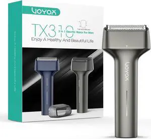VOYOR Foil Shaver Electric Razor for Men 3 in 1 Shavers for Men with Double Foil Wet & Dry Face Shaver Lightweight Handheld Smooth Shave IPX6 Washable USB-C Rechargeable Travel Razor TX310(Grey)