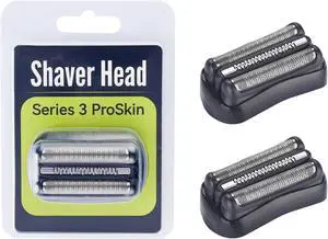 2 Pack Replacement Heads Compatible with Braun Series 3 Electric Shaver for Braun S3 Foil Shaver fit for Electeic Razor 5409,3040s,300s,310s,320s,3050cc,3090cc,3010s,3030s. (21B)