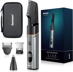 kensen 3-in-1 Body Hair Trimmer, Body Groomer Trimmer for Men, Men's Groin & Pubic Hair Trimmer, Manscaping Trimmer, Body Groomer for Men, Waterproof Male Hygiene Razor, Men's Gift (Gray)