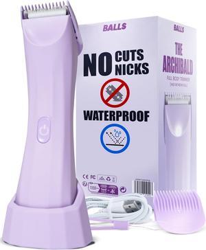 BALLS V3 The Archibald - Bikini Trimmer for Women & Men for Body Wet/Dry - No Cuts, 100% Waterproof, Cordless - Mauve - Womens Shaver for Pubic Hair w/Replaceable Blades - Pubic Hair Trimmer Women