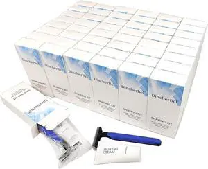 Disposable Razors in Bulk Shaving Kit Twin Blade Razors and Cream(12g), Individually Wrapped Toiletries Amenities for Hotel, Airbnb, Homeless, Shelter, Camping and Travel (100 Pack)
