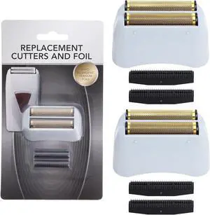 2 Pack Pro Replacement Foil and Cutters Compatible with Andis 17150(TS-1)/17155/17200 for ProFoil & Lithium Shaver, Golden