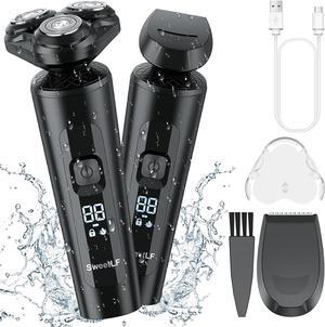 2024 Electric Shaver for Men: Rechargeable/Type-C/ IPX7 Waterproof/LED Display/Close and Clean Shave/Easy to Clean,(Use Time 120 min,2 Years Warranty),Black.