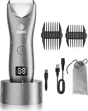 ENSSU Body Hair Trimmer for Men with Light, No Nicks Ball Trimmer Men Waterproof, Pubic Groin Hair Trimmers for Man Rechargeable Body Groomer with Standing Recharge Dock,LED Display