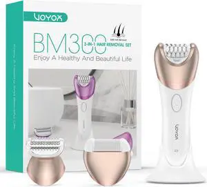 VOYOR Epilator for Women, 3 in 1 Epilator Hair Removal for Women, Epilators Hair Remover for Leg Arm with 30 Tweezers, Rechargeable & Cordless Electric Lady Shaver & Trimmer BM300 (Champagne Gold)