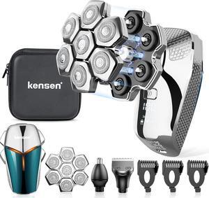 7D Head Shaver kensen 2024 Upgrade Head Shavers for Bald Men, Detachable Electric Razor with Beard Nose Hair Trimmer, Waterproof Wet/Dry Mens Grooming Kit, LED Display, USB Rechargeable, Gift Trave