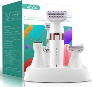 VOYOR Electric Shaver for Women Bikini Trimmer Hair Remover for Face Body, 5 in 1 Groomer Kit Lady Shaver Bikini Razor women for Hair Trimmer, Cordless Rechargeable Waterproof ES500