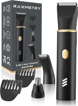 Body Hair Trimmer for Men-3 in 1 Electric Groin GroomerPubic Hair Trimmer for Ball/Chest/Beard/Nose Hair TrimmerUSB-C ChargingIPX7 Waterproof, Gifts for Him, Black