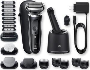 Braun Series 7 7091cc Flex Electric Razor for Men with SmartCare Center, Beard Trimmer, Stubble Beard Trimmer, Body Groomer and Exfoliating Brush Wet & Dry, Rechargeable, Cordless Foil Shaver, Black