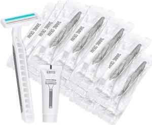 Disposable Razors in Bulk Pack of 60,Gray Bulk Razors Disposable Individually Wrapped Twin Blade Disposable Shaving Razors with Shaving Cream and Clear Cap Set for Homeless,Hotel,Charity,Travel