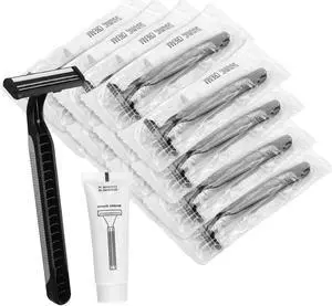 Disposable Razors in Bulk Pack of 60,Black Bulk Razors Disposable Individually Wrapped Twin Blade Disposable Shaving Razors with Shaving Cream and Clear Cap Set for Homeless,Hotel,Charity,Travel