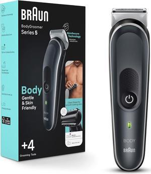 Braun Body Groomer Series 5 5360, Body Groomer for Men, for Chest, Armpits, Groin, SkinSecure Technology for Gentle Use and Clean Shave Attachment, Waterproof, Cordless with 100-min Run Time