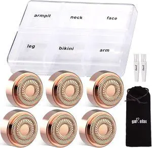 Gurelax Replacement Heads for Flawless Gen 2, 18k Gold Facial Hair Remover Replacement Head with Compartment Storage Box, Women Painless Replacement Blades for Finishing Touch Flawles
