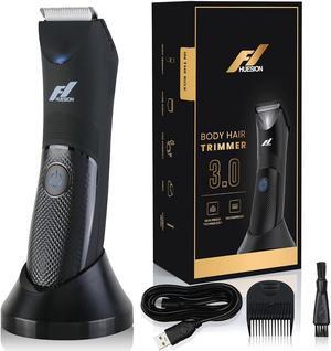 Fhuesion® Manscape Trimmer -IPX7 Waterproof Electric Razor w/Light & Ceramic Blade | Pubic Hair Trimmer for Men | Groin Hair Lawnmower | Grooming for Balls | USB-C Charging Shaver | No Nicks No Cuts.