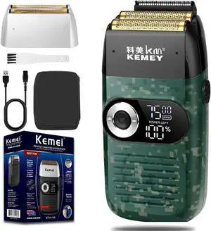 KEMEI Razor Barber for Men,Electric Razor Rechargeable with Beard Trimmer,Cordless Lithium Titanium Razor with Travel Case