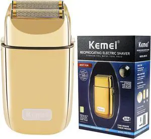 Kemei Cordless Metal Double Electric Shaver Razor for Men Close Electric Shavers, Type-C Rechargeable for Wet/Dry Shaving, KM-TX1 Gold