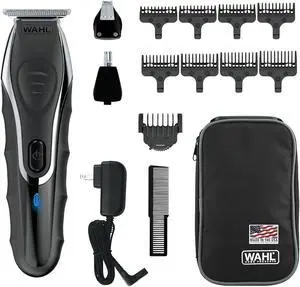 Wahl Aqua Blade® Rechargeable Wet/Dry Lithium-Ion Deluxe Beard Trimmer for Men - Interchangeable Heads for Detailing, Hair, Mustache and Body Grooming - Model 9899-100