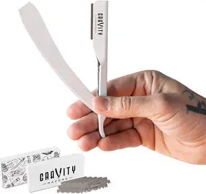 Professional Straight Razor - Ultra Exposed Straight Razor Kit with 10 Gravity Premium Blades, 2mm Exposed (Apollo13)