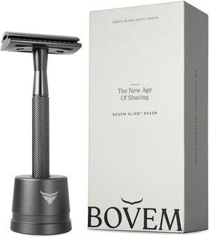 Align Razor  Premium Single Blade Razors For Men, Double Edge Razor Blade, Safety Razor for Face and Beard, Shaving Razors for Men with Razor Stand and 5 Blade Refill (Space Grey)