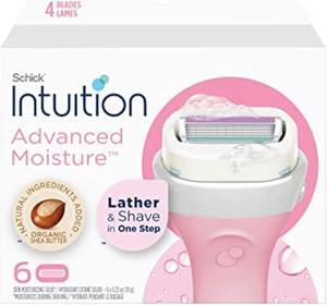 Schick Intuition Refill, Advanced Moisture Razors for Women | Intuition Razor Blades Refill with Organic Shea Butter, 6 Count (Pack of 1)
