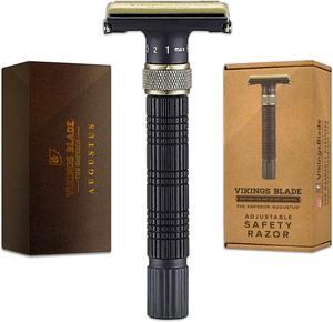 VIKINGS BLADE Adjustable Double Edge Safety Razor + Luxury Case. Smooth, Reusable, Eco-Friendly (The Emperor Augustus)