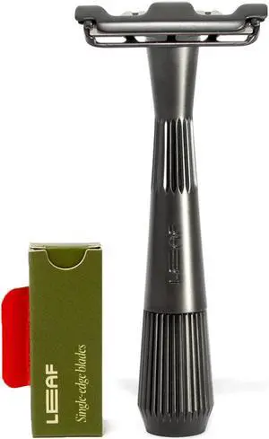 Leaf Shave | Thorn Razor, Black - Eco-Friendly Razor for Men & Women, Single-Blade Safety Razor with Stainless Steel Blades, Recommended for Face Shavers with Coarser Hair