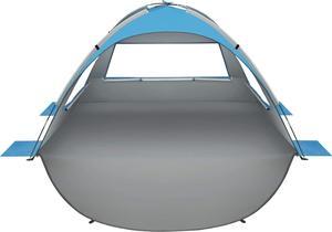 Oileus Beach Tent 2-3 Person Portable Sun Shade Shelter UV Protection, Extended Floor Ventilating Mesh Roll Up Windows Carrying Bag Stakes 6 Sand Pockets Fishing Hiking Camping,Blue