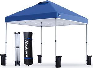 Nazhura 10' x 10' Pop Up Canopy Tent with Sand Weight Bag, Freestanding Sun Shelter for Picnic and Camping, One Person Setup and Height Adjustable (Blue)