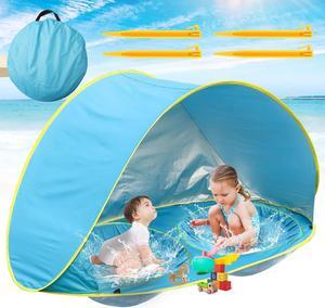 Baby Beach Tent-2 Pools Baby Pop Up Tent,UPF 50+ Sunshade Toddler Tent with Carry Bag, Portable Baby Travel Tent for Beach,Camping,Indoor