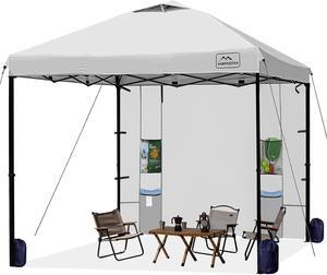 KAMPKEEPER 10x10 Canopy Tent with Pockets Sidewall, Easy Pop Up Canopy Outdoor Shade with Vented Roof for Garden Commercial Outdoor Party, Portable Instant Camping Beach Canopy Tents (White)