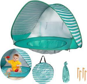 Baby Beach Tent with Pool, UPF 50+ Beach Sun Shelter Outdoor Tent for Aged 0-3 Baby and Kids, Parks and Beach Shade Portable Mini Pool