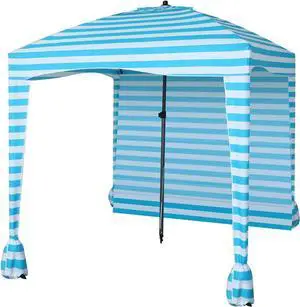 Nice C Beach Cabana Tent, Beach Canopy, Beach Tent, Sun Shade Canopy, Beach Cabana, Portable 6x 6with Detachable Wall, UPF 50+ UV Protection, Ultimate Sun Umbrella, Sun Shelter (Blue Stripe)