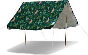 UPF 50+ Portable Beach Canopy Tent Set - 3-Step Assembly, Jungala Print - Includes Bag, Poles, Stakes & Hammer - Ideal Sun Shade for Beach, Easy and Convenient
