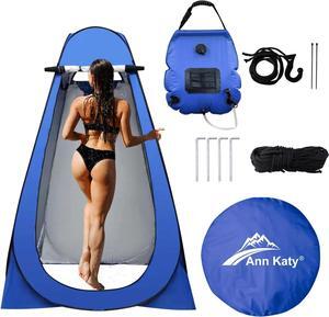 Pop Up Privacy Tent Camping Shower Tent Kit 2 Pcs, 5 Gallon Outdoor Solar Portable Shower Bag Waterproof .Instant Tent Sun Beach Easy Set Up&Foldable for Hiking,Fishing,Beach,Washing