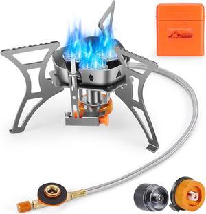WADEO 5800W Windproof Camping Stove, Camping Gas Stove with Piezo Ignition and Two Fuel Canister Adapter, Backpacking Stove, Portable Stove for Outdoor Backpacking Hiking and Picnic