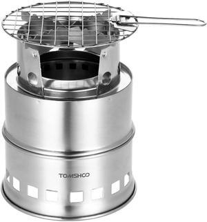 TOM SHOO Camping Stove Camp Wood Stove Portable Foldable Stainless Steel Burning Backpacking Stove for Outdoor Hiking Picnic BBQ