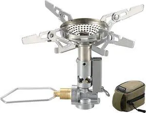 CAMPINGMOON Canister Top Stove Portable Compact Foldable w/Micro Regulator w/4Flex w/igniter XD-2F (Silver) CAMPINGMOON Canister Top Stove Portable Compact Foldable w/Micro Regulator w/4Flex w/igniter XD-2F (Silver)