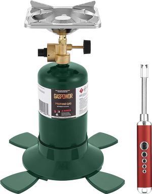 Camping Propane Stove, Single Burner Propane Stove, Portable Bottletop Backpacking Stove,10000BTU Camp Gas Stove kit for Outdoor Cooking, include a USB Windproof Ligther (Fuel not included)