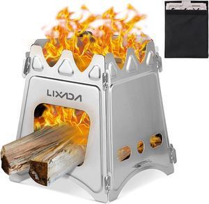 Lixada Camping Wood Stove Folding Lightweight Stainless Steel Wood Burning Stoves Portable Backpacking Stove for Outdoor Camping Hiking Backpacking Picnic Hunting BBQ