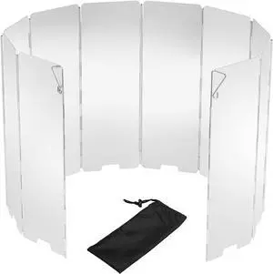 Uning Camp Stove Windscreen, 10 Plates Lightweight Folding Outdoor Picnic Cooker Stove Wind Screen Windshield for Camping Stove Backpacking Stove Butane Stoves Alcohol Stoves