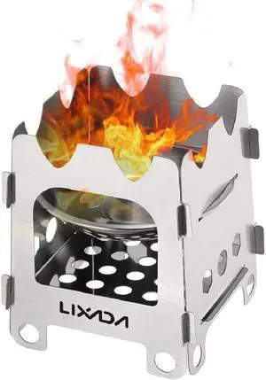 Lixada Camping Wood Stove Folding Lightweight Stainless Steel Wood Burning Stove Portable Backpacking Alcohol Stove for Outdoor Camping Hiking Picnic BBQ Picnic Hunting