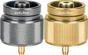 Onlyfire Camping Stove Adapter 2-Pack, Camping Backpacking Stove Convert Connector 1LB Outdoor Propane Small Tank Input EN417 Lindal Valve Output, Camp Fuel Refill Adapter for Outdoor Backpack Hiking