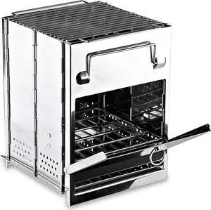 Zento Deals Wood Burning Folding Camp Stove, Stainless Steel, Foldable Grill Survival, Easy to Carry, Small Portable Backpacking for Hiking Camping and BBQ, For Grilling, Cooking, and Reheating