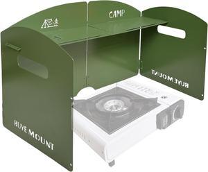 Stove Windscreen - Folding Camping Stove Windshield 4 Plates Stainless Steel Stove Windscreen with Shelf Board for Outdoor, Picnic, Backpacking and Cooking Green